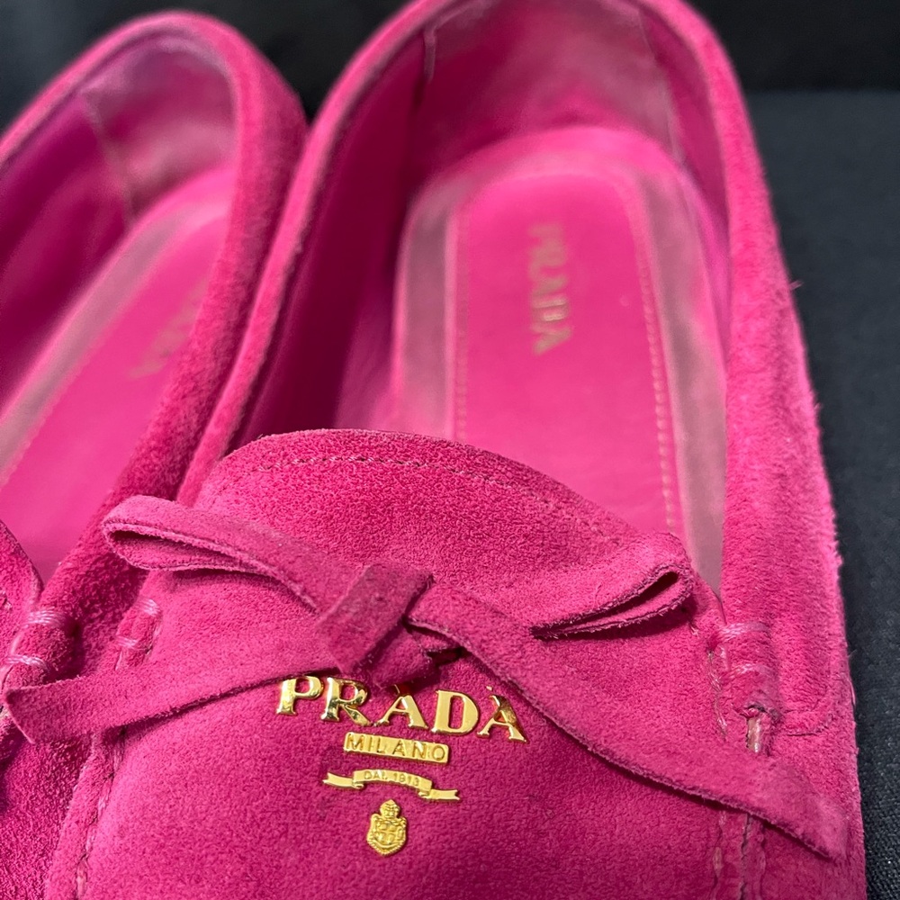 Prada Women's Fuchsia Suede Loafers